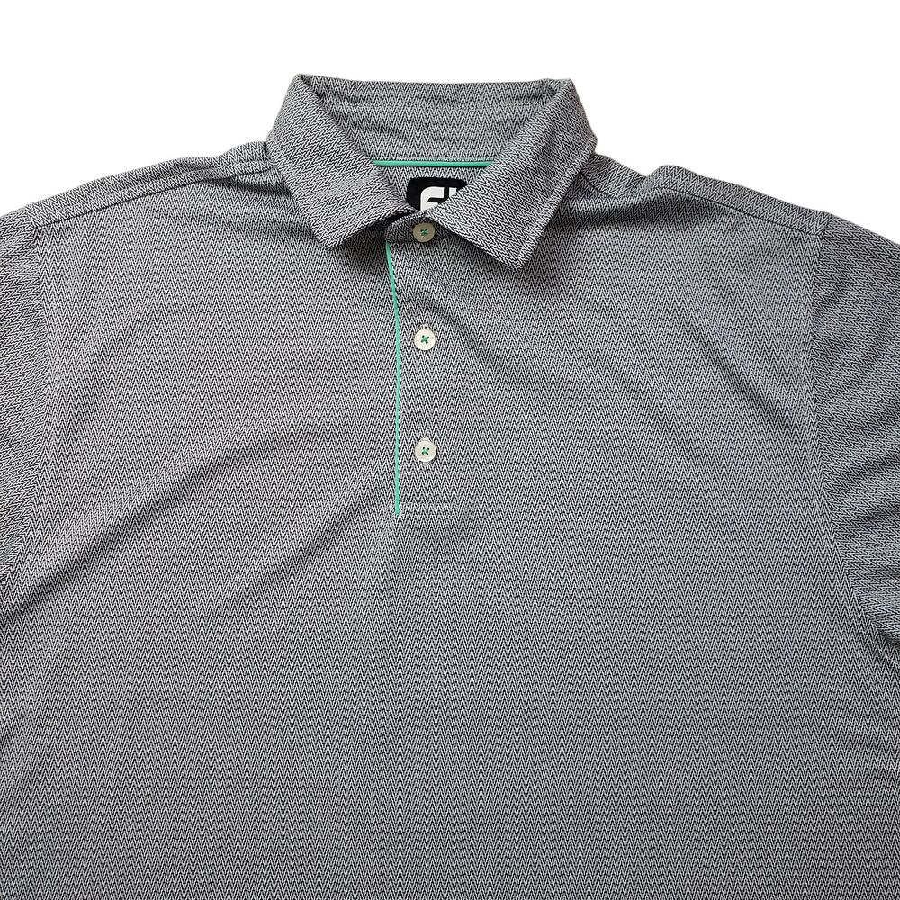 FJ FootJoy Eagle Point Golf Polo Shirt Men Large Chevron Geometric Performance